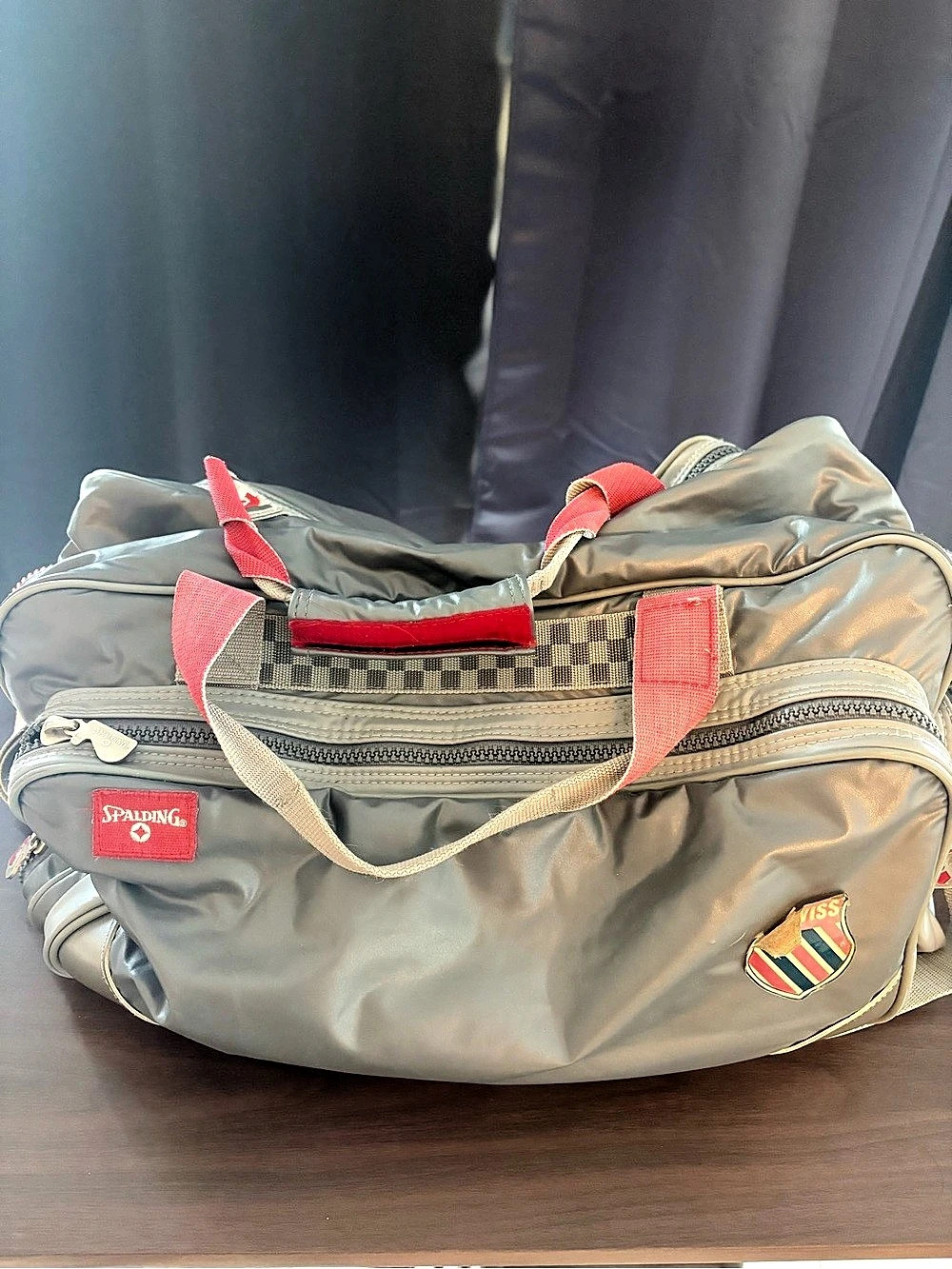 Sprayground Gray & Red Travel Duffel Bag